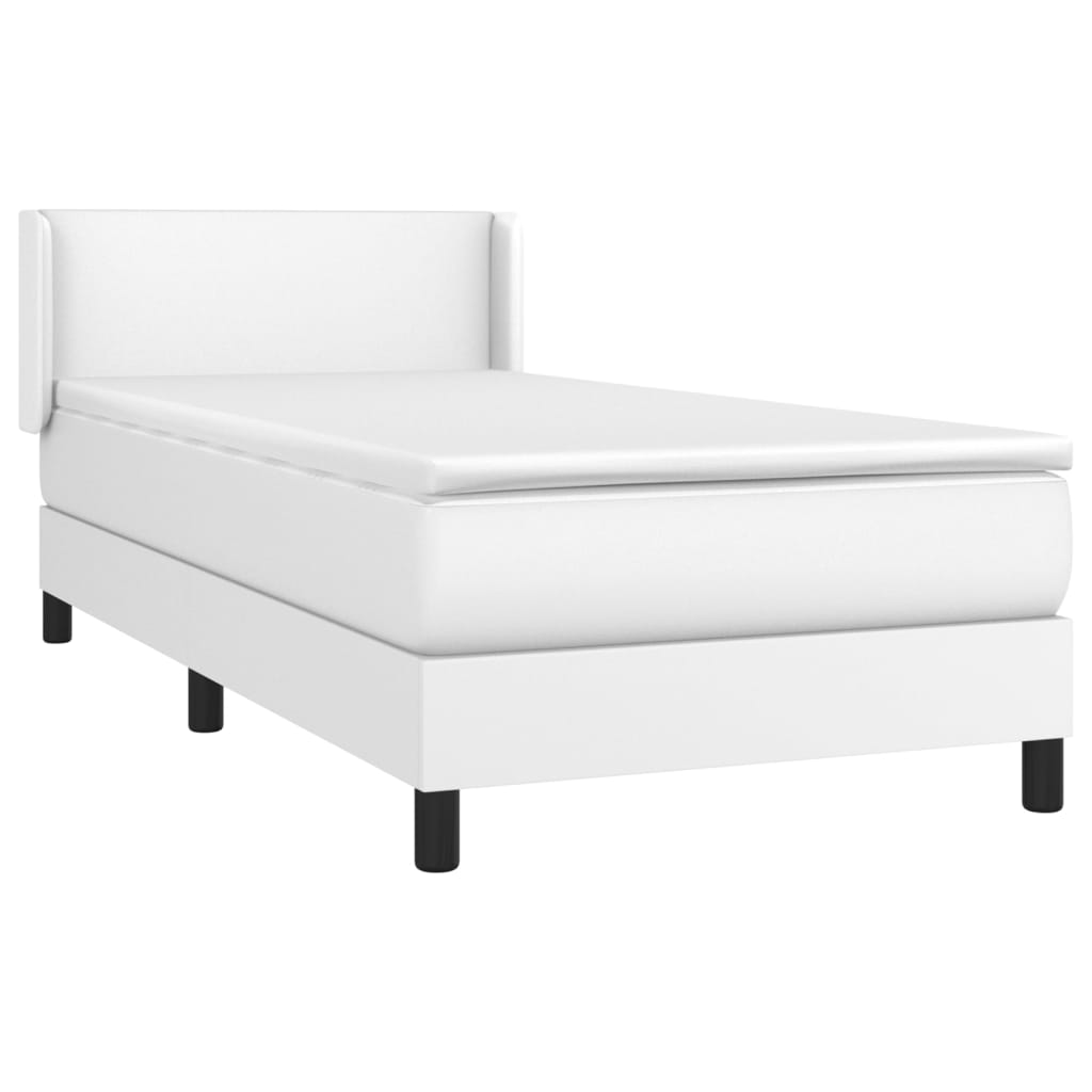 Krevet s oprugama i madracem bijeli 90 x 190 cm od umjetne kože