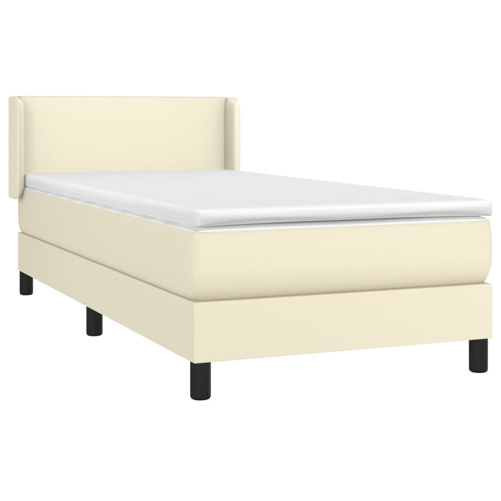 Krevet s oprugama i madracem krem 100x200 cm od umjetne kože