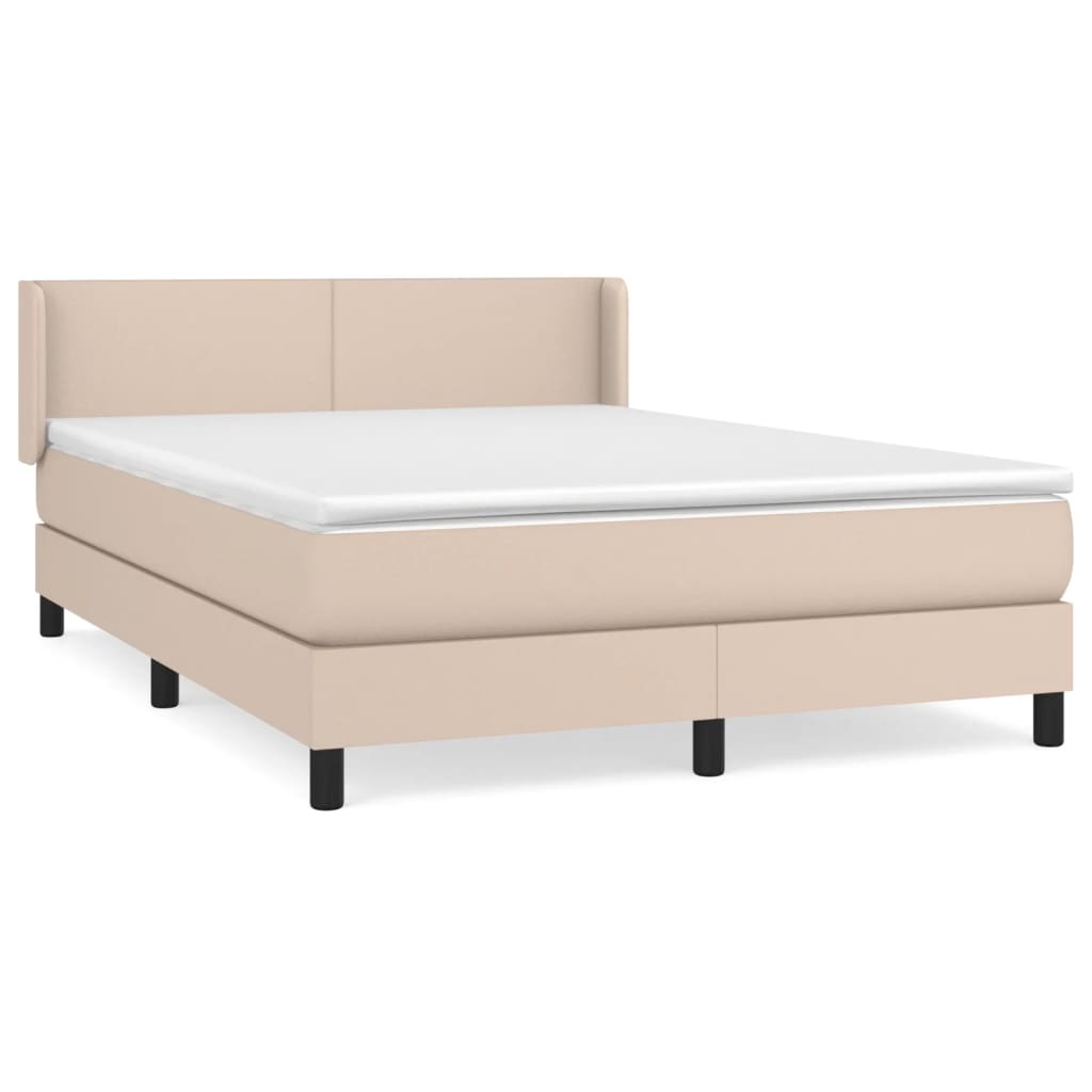 Krevet s oprugama i madrac cappuccino 140x190cm od umjetne kože