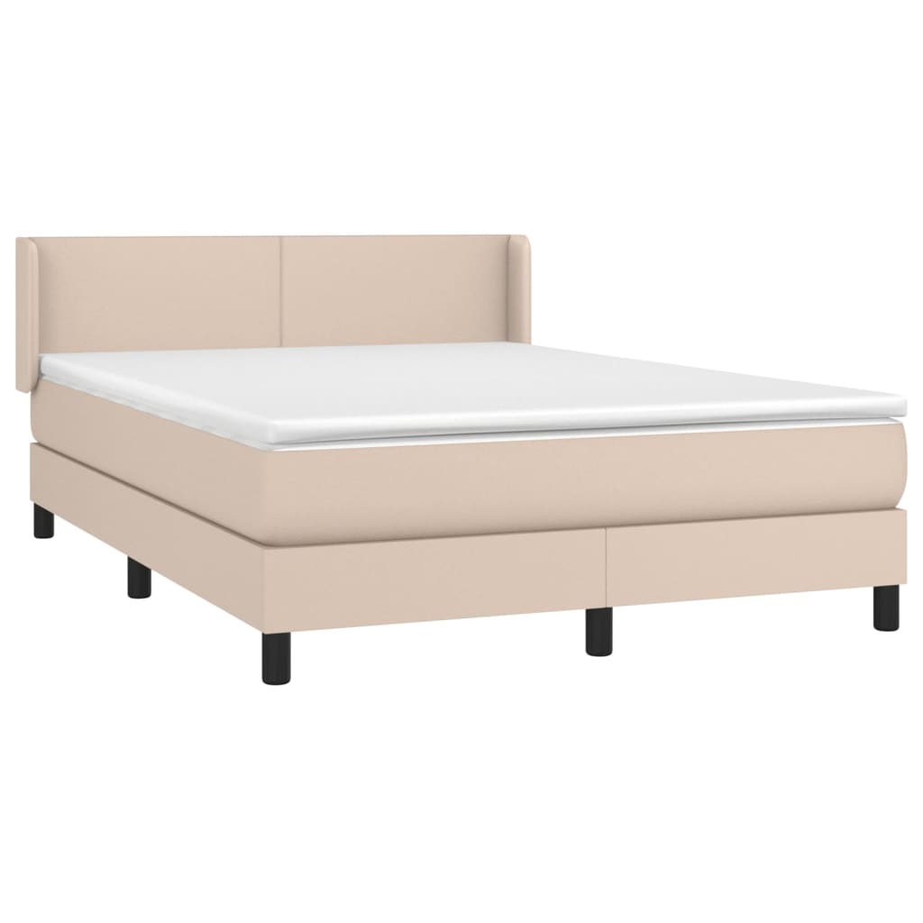 Krevet s oprugama i madrac cappuccino 140x190cm od umjetne kože