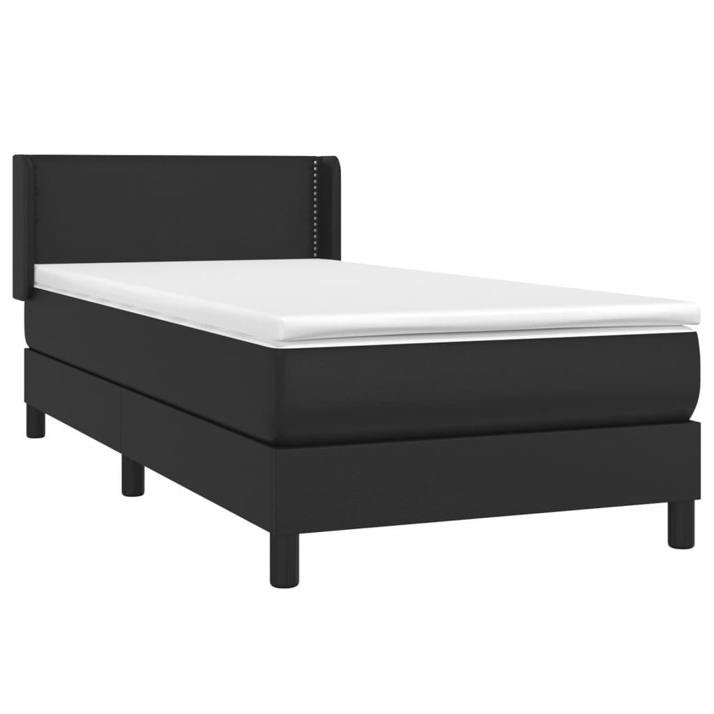 Krevet s oprugama i madracem crni 90x190 cm od umjetne kože