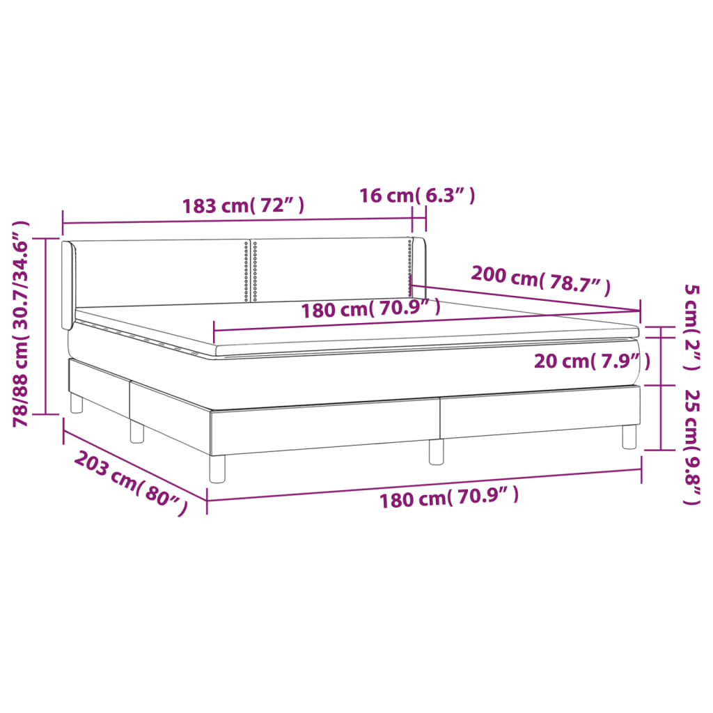 Krevet s oprugama i madracem crni 180 x 200 cm od umjetne kože