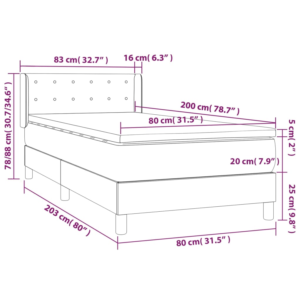 Krevet s oprugama i madracem bijeli 80 x 200 cm od umjetne kože