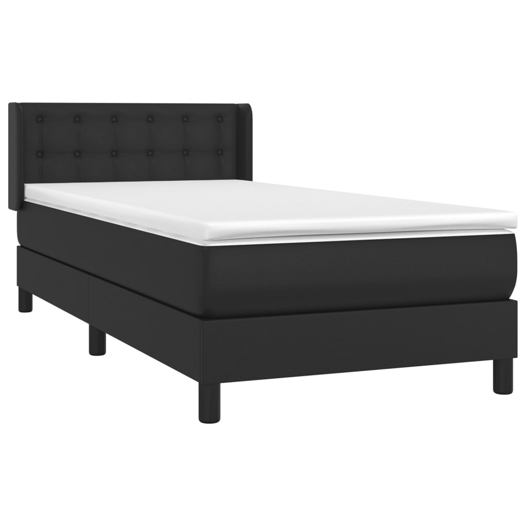 Krevet s oprugama i madracem crni 90 x 200 cm od umjetne kože