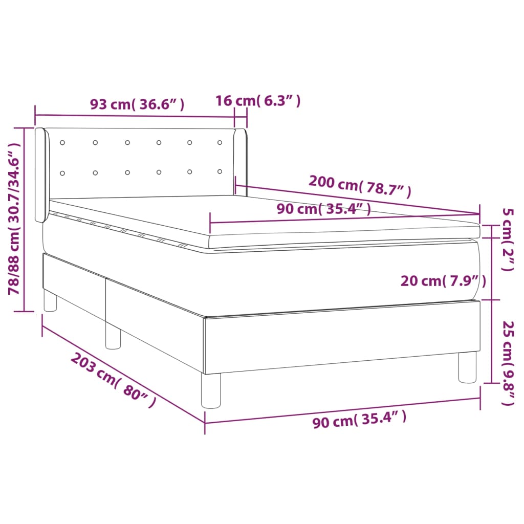 Krevet s oprugama i madracem krem 90 x 200 cm od umjetne kože