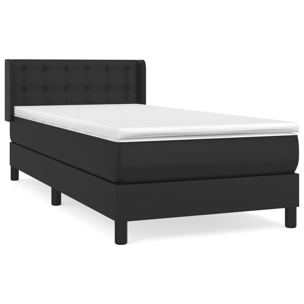 Krevet s oprugama i madracem crni 100x200 cm od umjetne kože