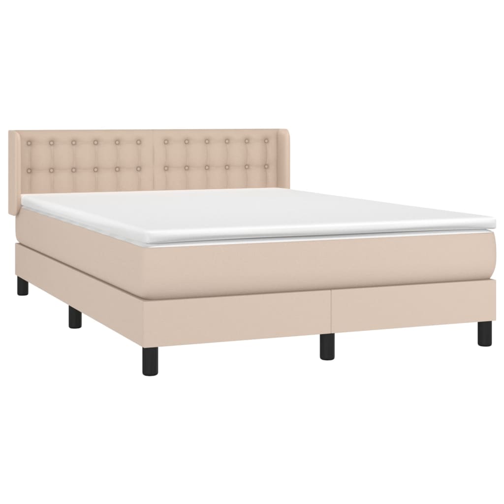 Krevet s oprugama i madrac cappuccino 140x190cm od umjetne kože