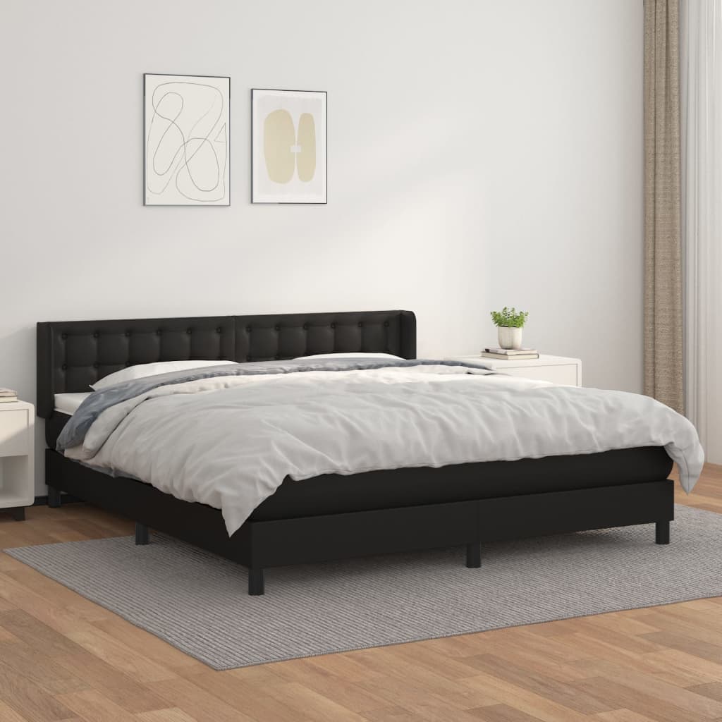 Krevet s oprugama i madracem crni 160 x 200 cm od umjetne kože