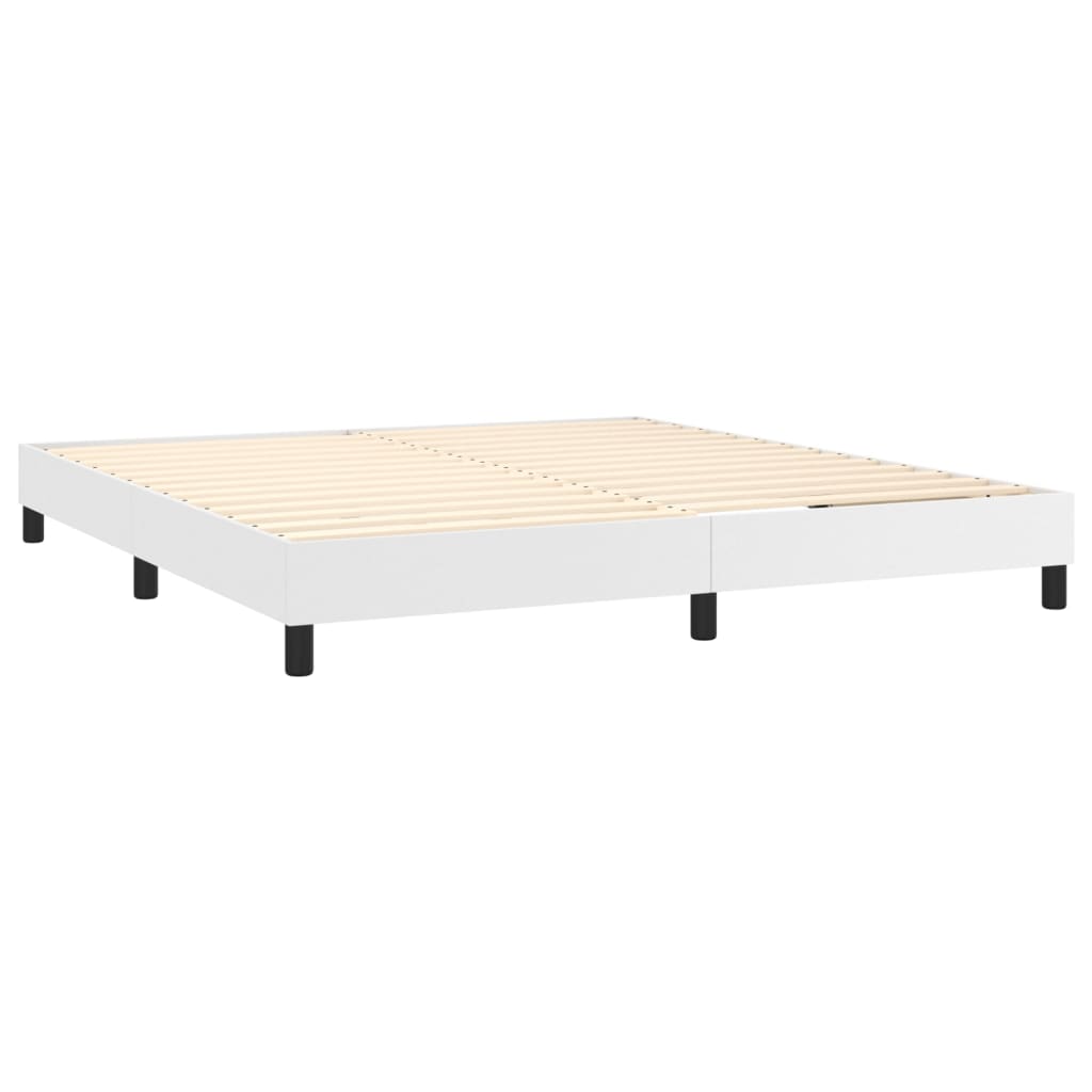 Krevet s oprugama i madracem bijeli 160x200 cm od umjetne kože
