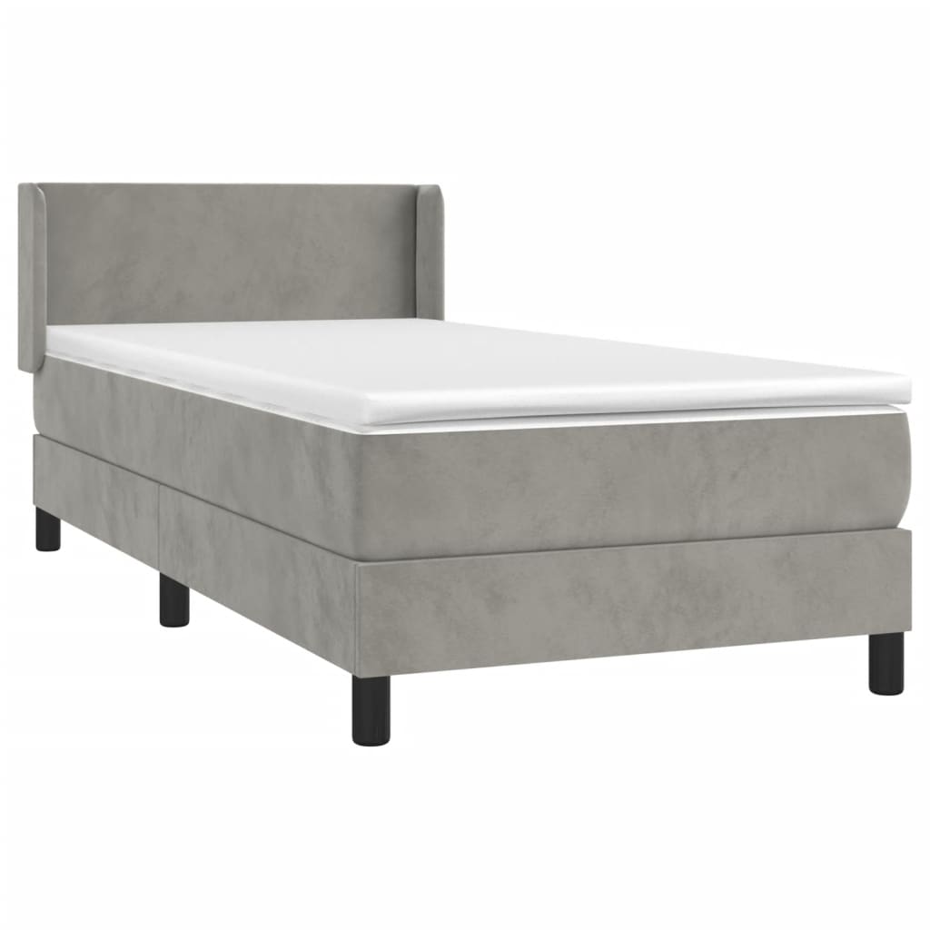 Box spring krevet s madracem svjetlosivi 80 x 200 cm baršunasti