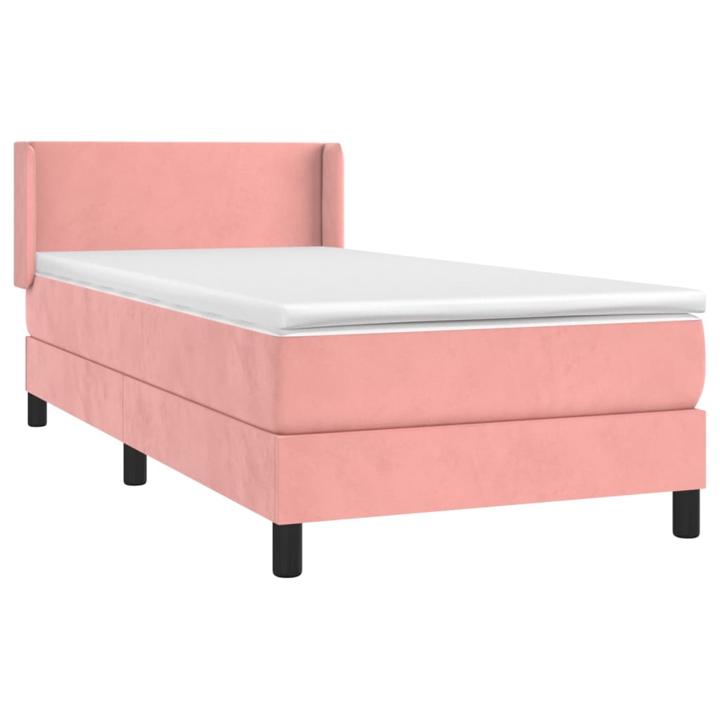 Box spring krevet s madracem ružičasti 90x200 cm baršunasti