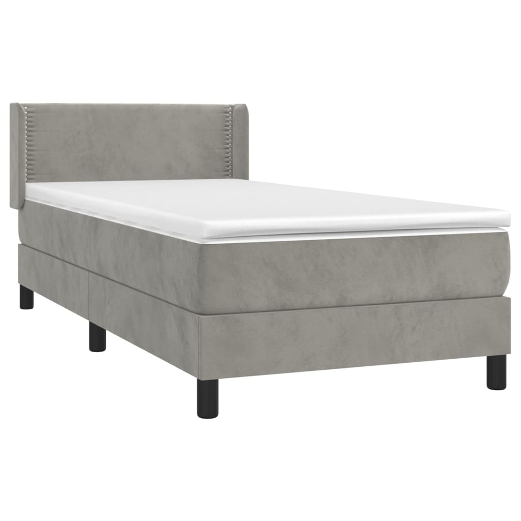 Box spring krevet s madracem svjetlosivi 80 x 200 cm baršunasti