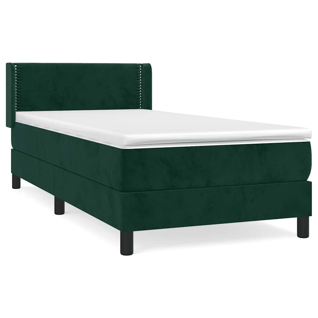 Box spring krevet s madracem tamnozeleni 100x200 cm baršunasti