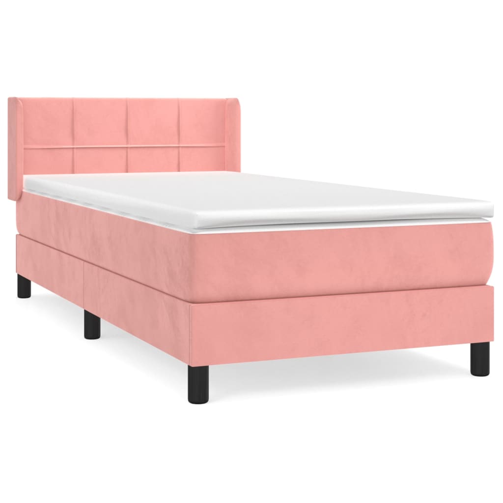 Box spring krevet s madracem ružičasti 90x190 cm baršunasti