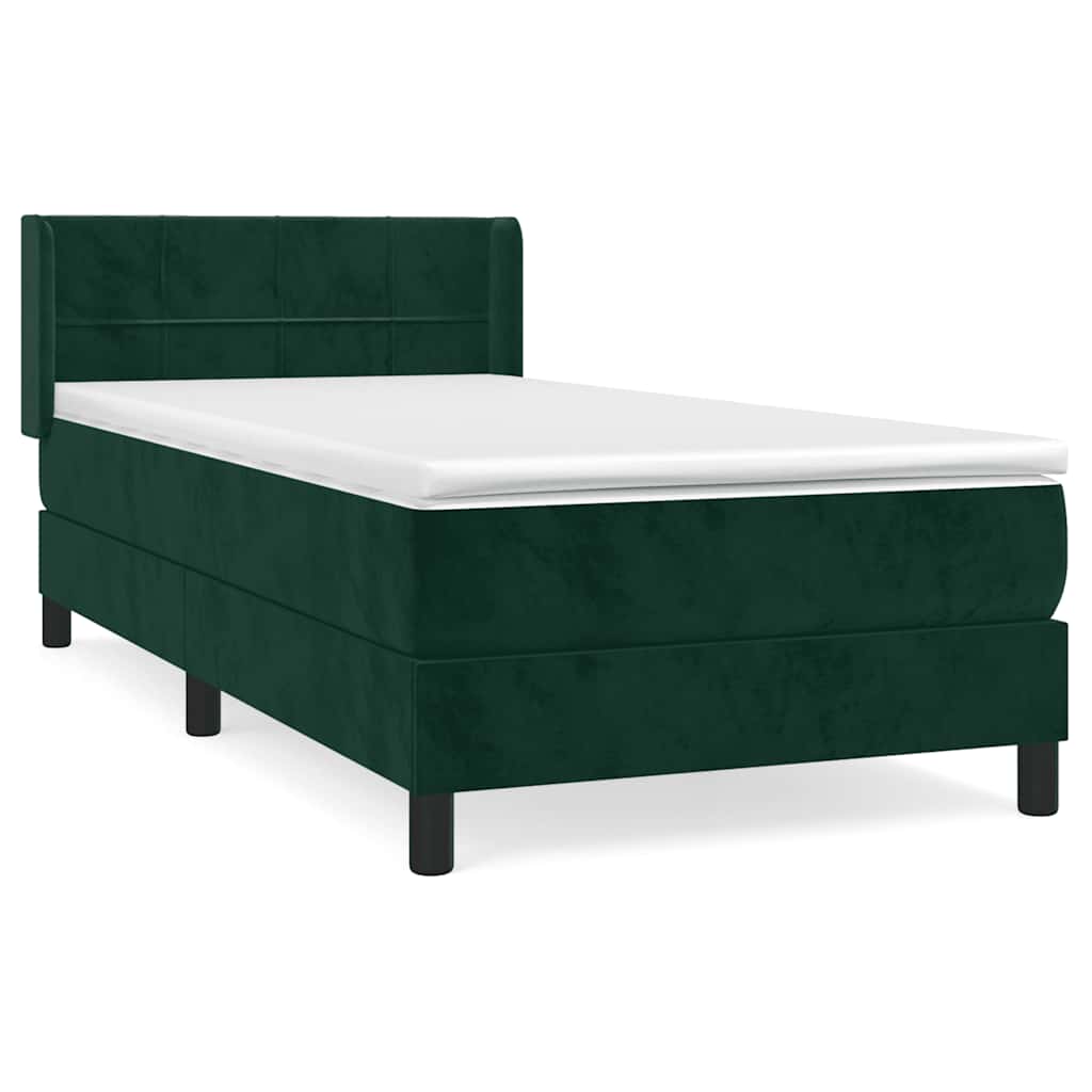 Box spring krevet s madracem tamnozeleni 90x200 cm baršunasti