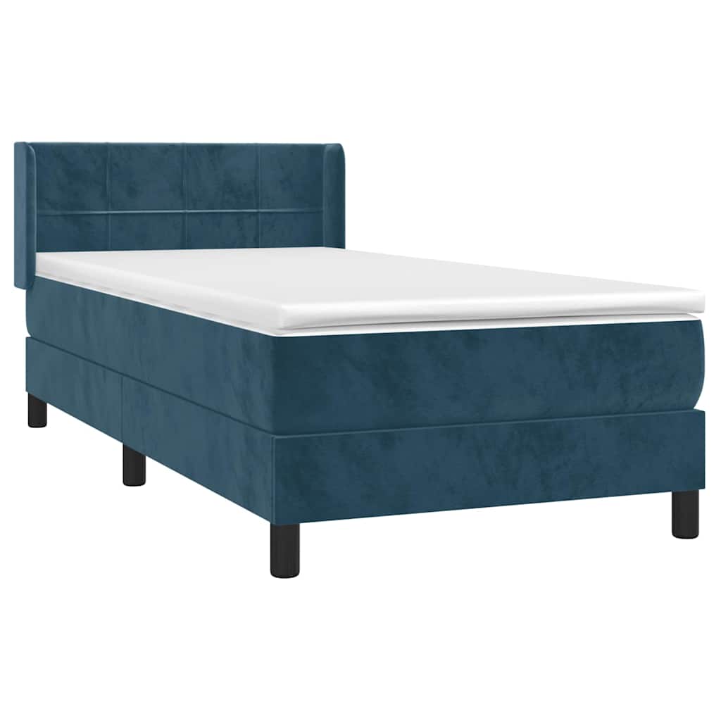 Box spring krevet s madracem tamnoplavi 90x200 cm baršunasti