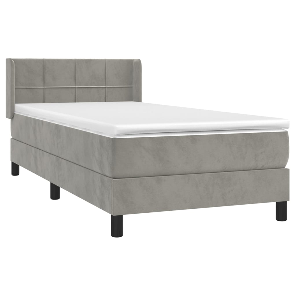 Box spring krevet s madracem svjetlosivi 100x200 cm baršunasti