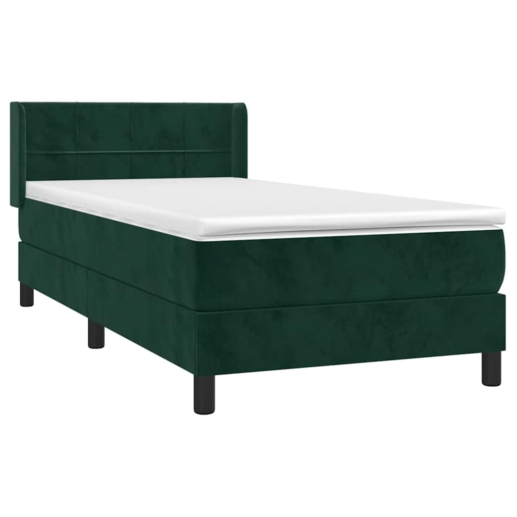 Box spring krevet s madracem tamnozeleni 100x200 cm baršunasti