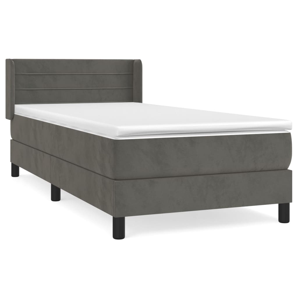 Box spring krevet s madracem tamnosivi 80 x 200 cm baršunasti