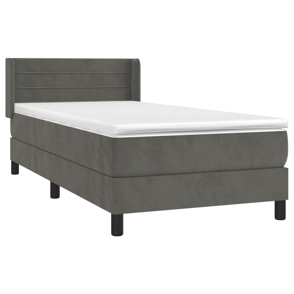 Box spring krevet s madracem tamnosivi 80 x 200 cm baršunasti