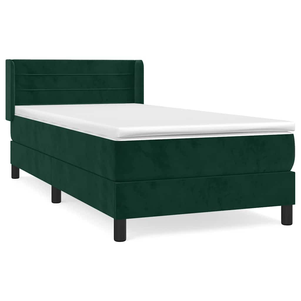 Box spring krevet s madracem tamnozeleni 80 x 200 cm baršunasti