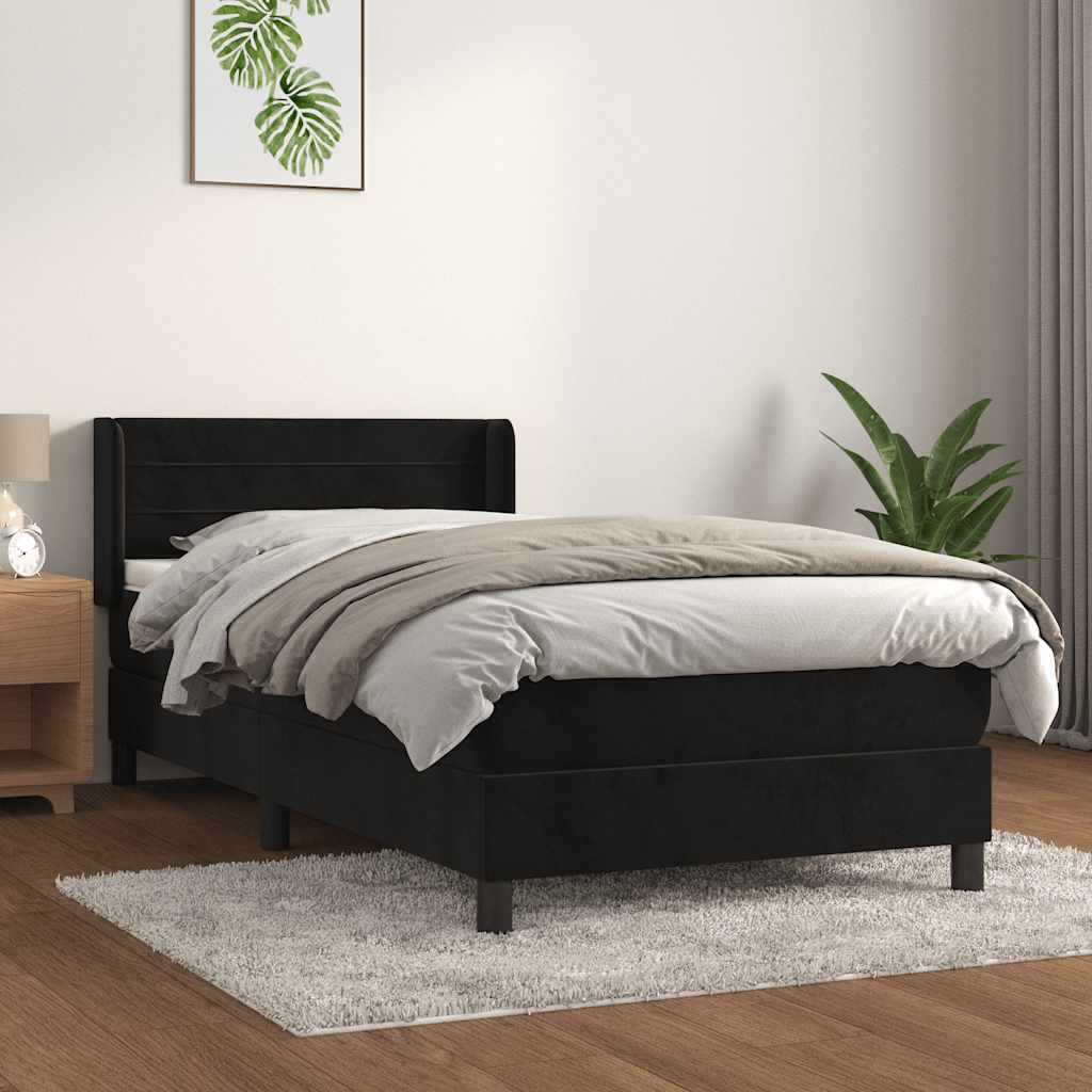 Box spring krevet s madracem crni 90x200 cm baršunasti