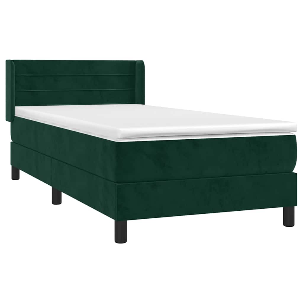 Box spring krevet s madracem tamnozeleni 90x200 cm baršunasti