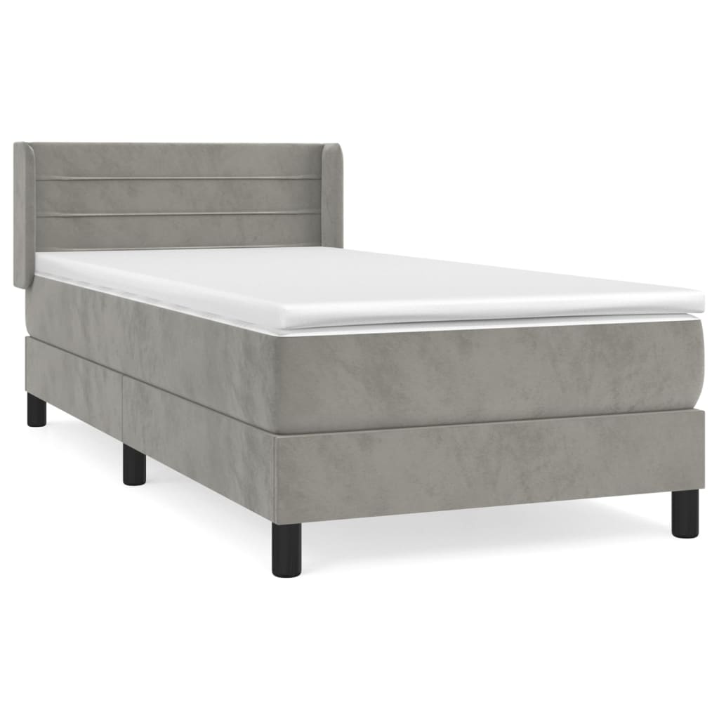 Box spring krevet s madracem svjetlosivi 100x200 cm baršunasti