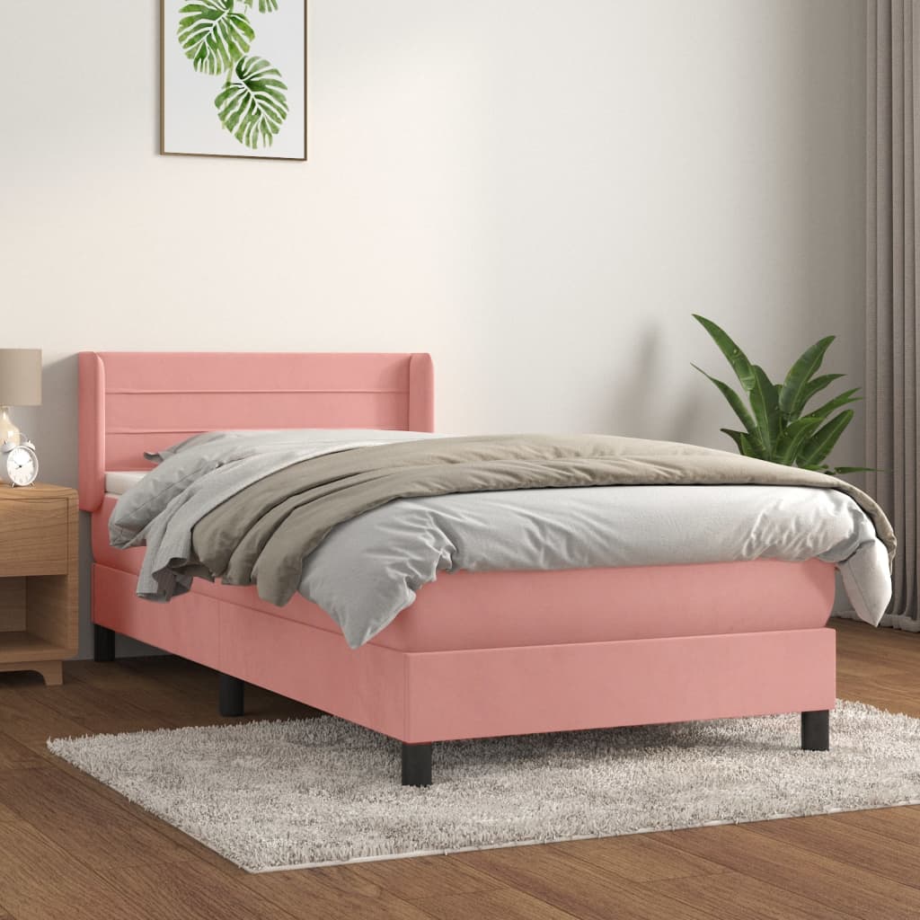 Box spring krevet s madracem ružičasti 100x200 cm baršunasti