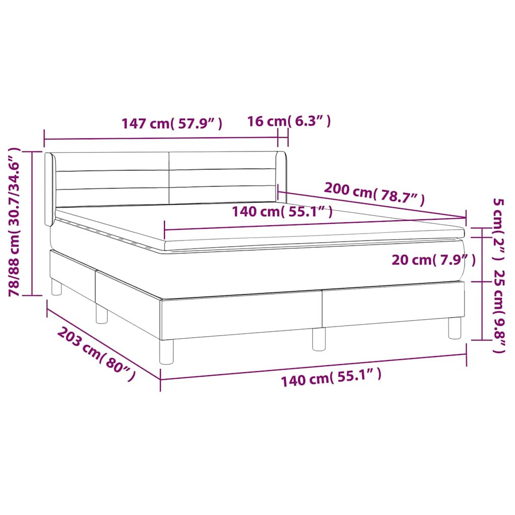 Krevet s oprugama i madracem crni 140x200 cm baršunasti