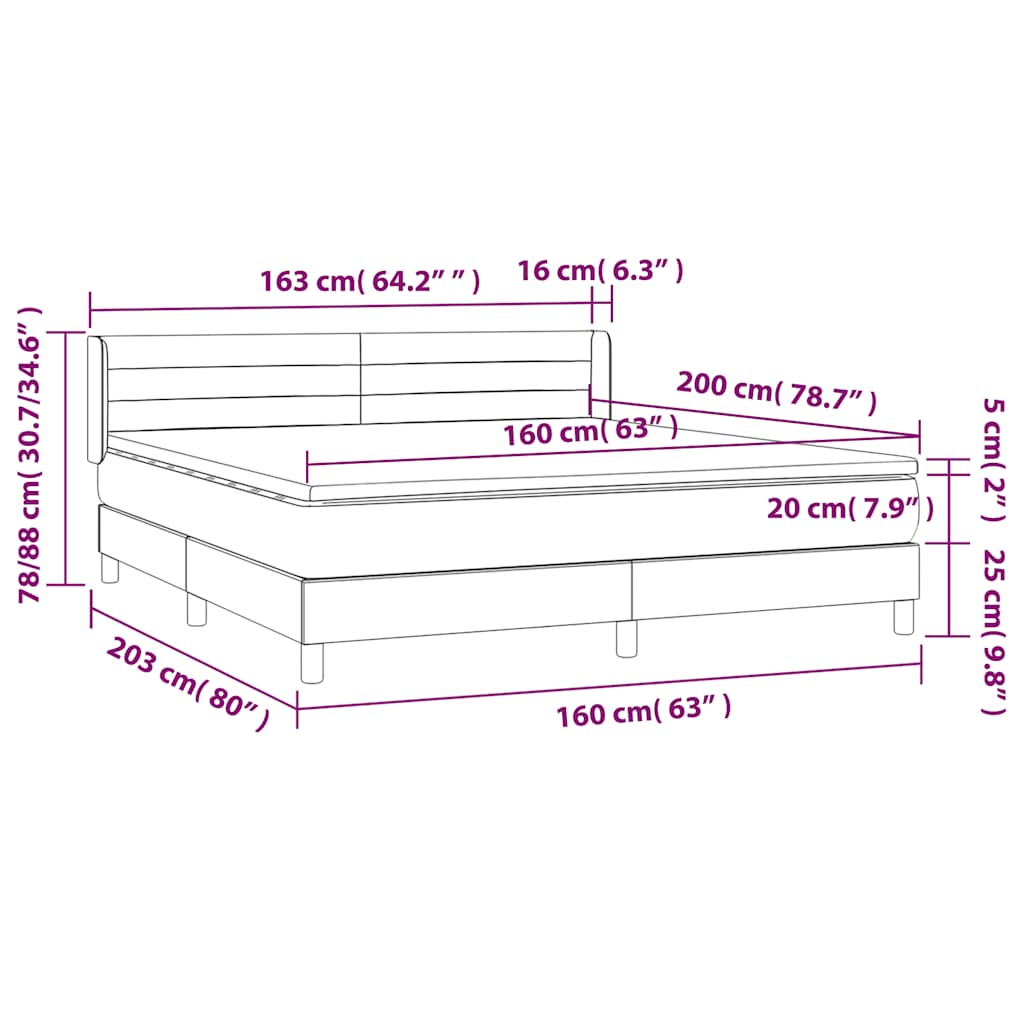 Krevet s oprugama i madracem tamnoplavi 160x200 cm baršunasti