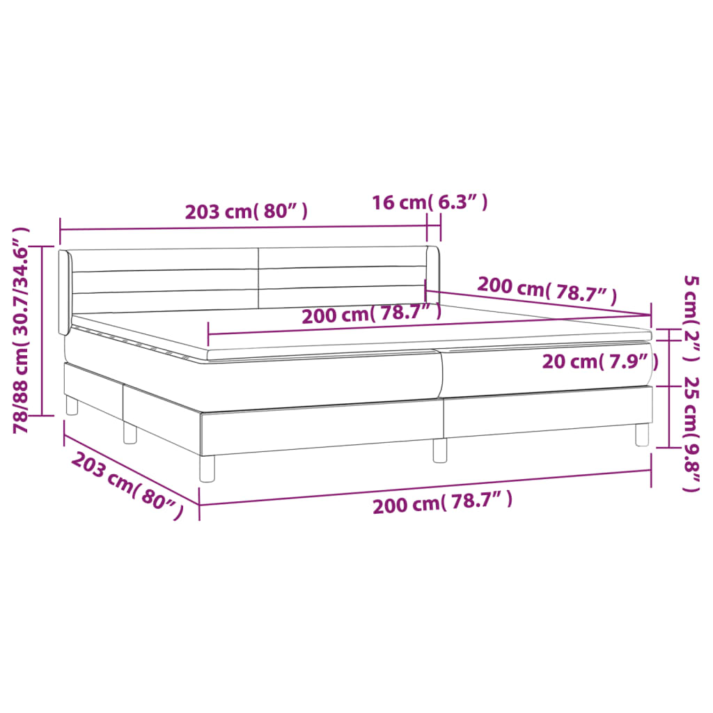 Krevet s oprugama i madracem tamnosivi 200x200 cm baršunasti