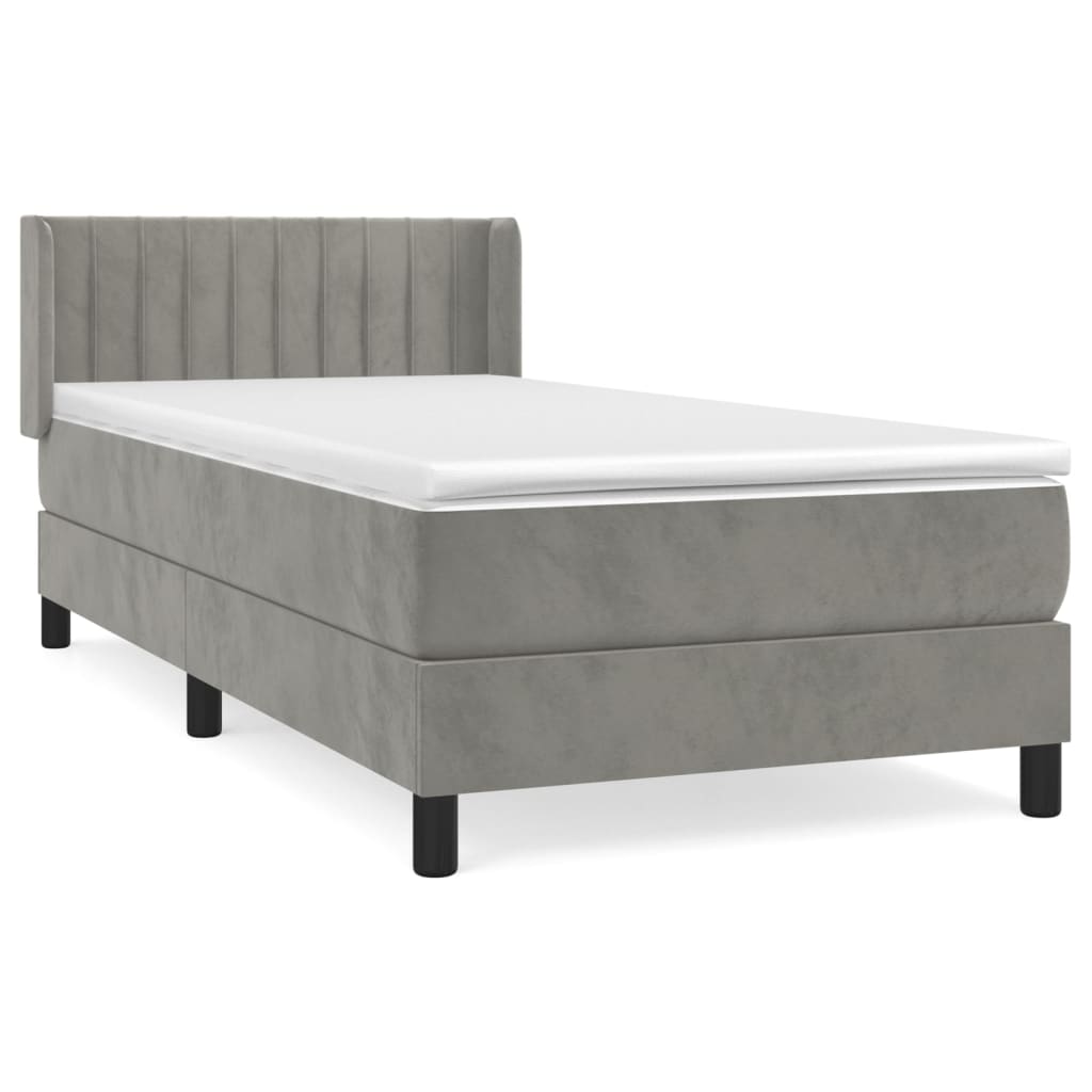 Box spring krevet s madracem svjetlosivi 80 x 200 cm baršunasti
