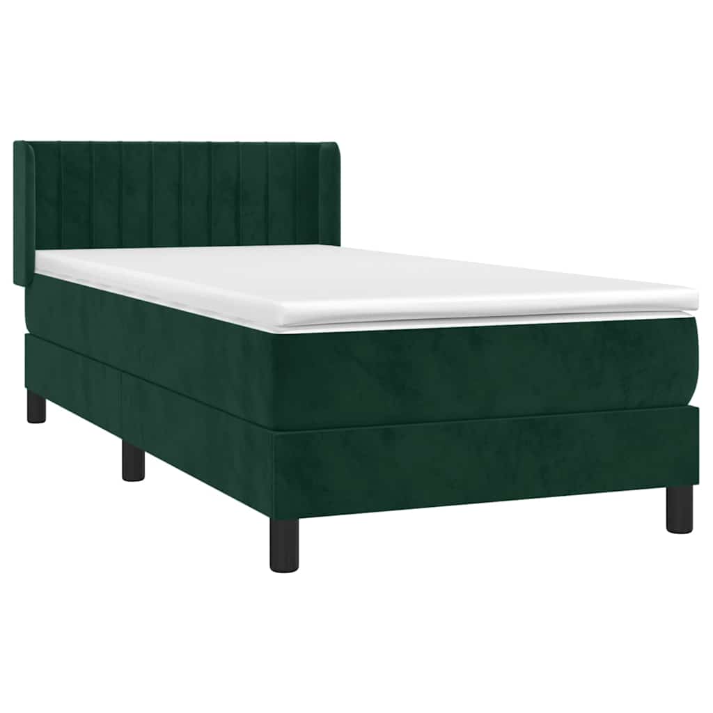 Box spring krevet s madracem tamnozeleni 80 x 200 cm baršunasti