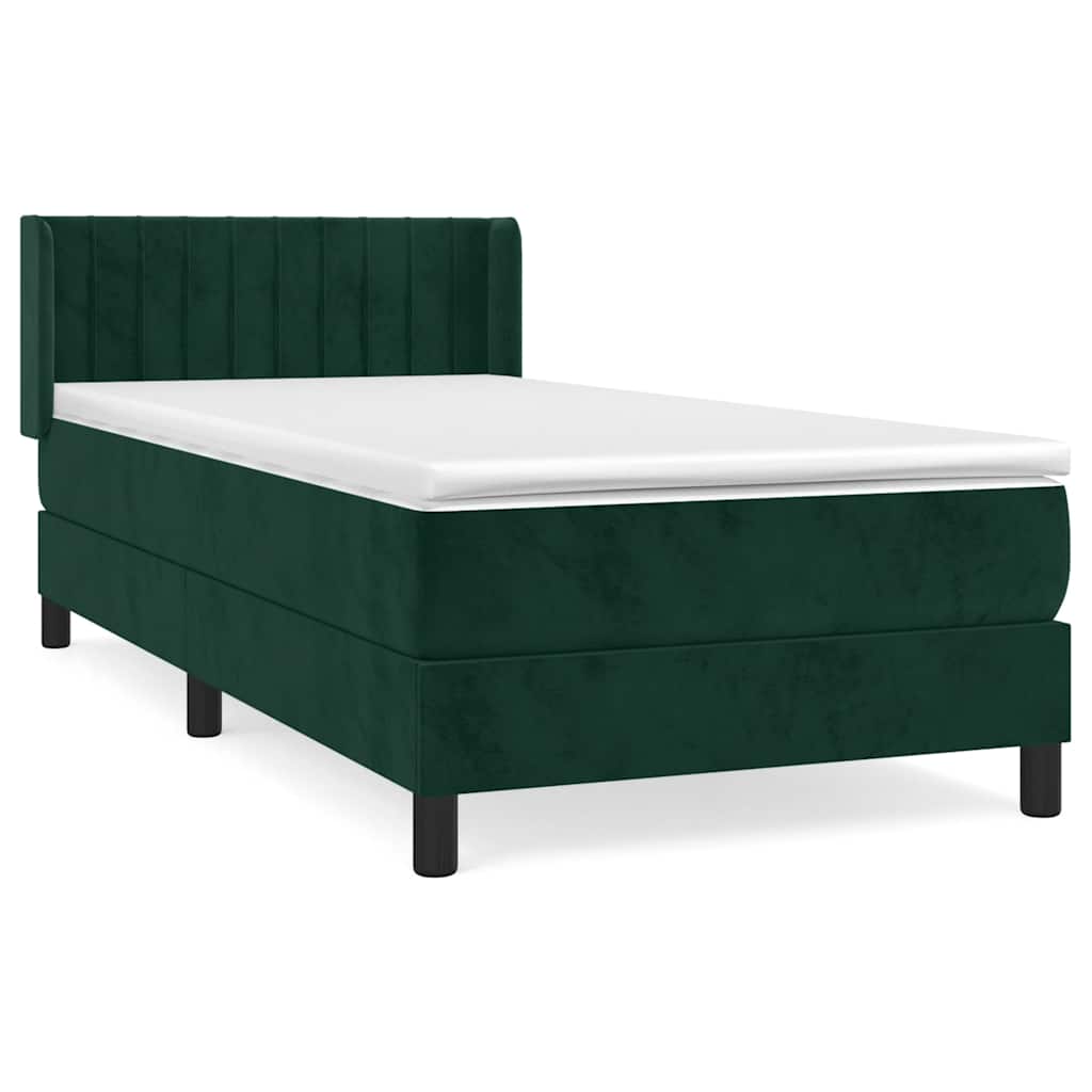 Box spring krevet s madracem tamnozeleni 90x190 cm baršunasti