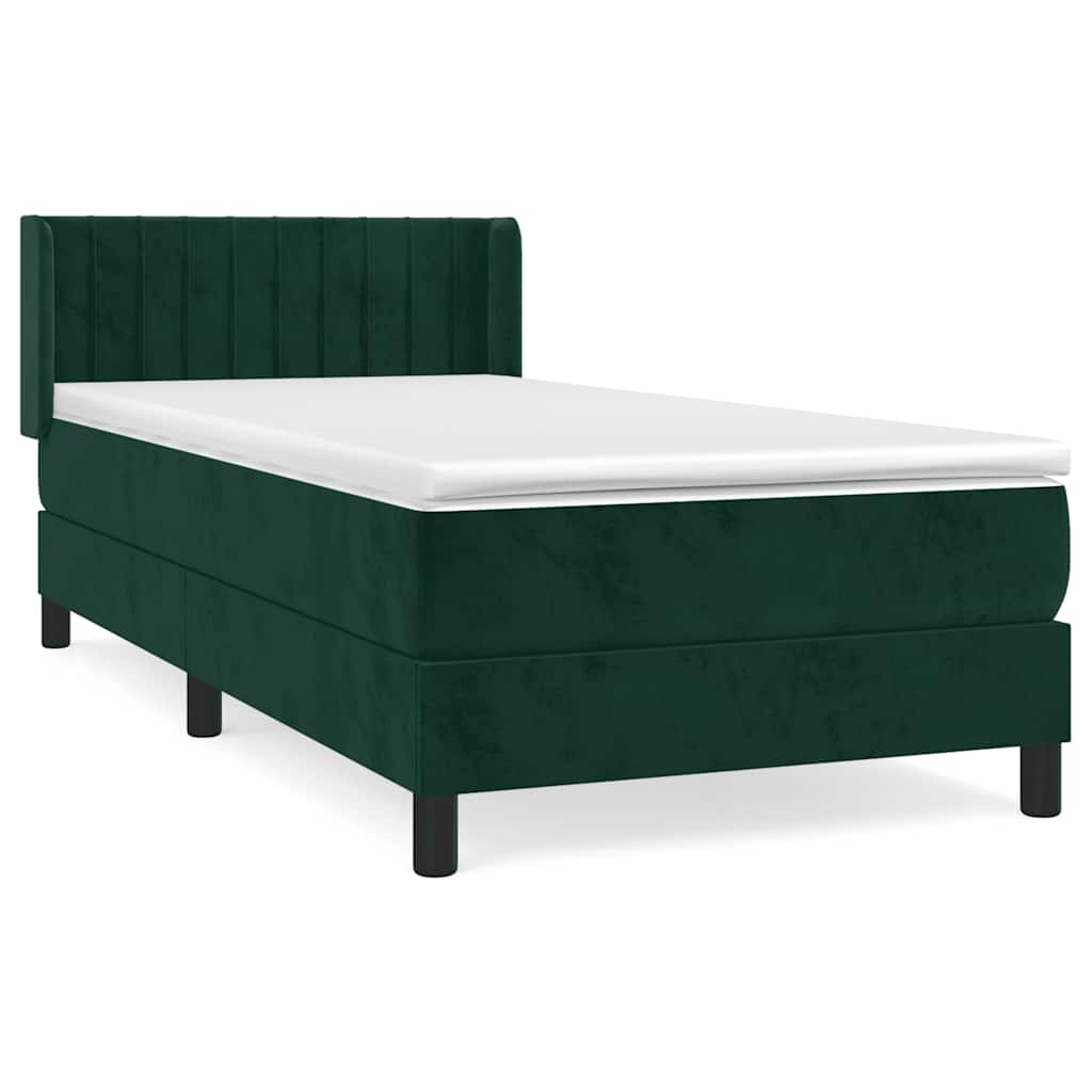 Box spring krevet s madracem tamnozeleni 90x200 cm baršunasti