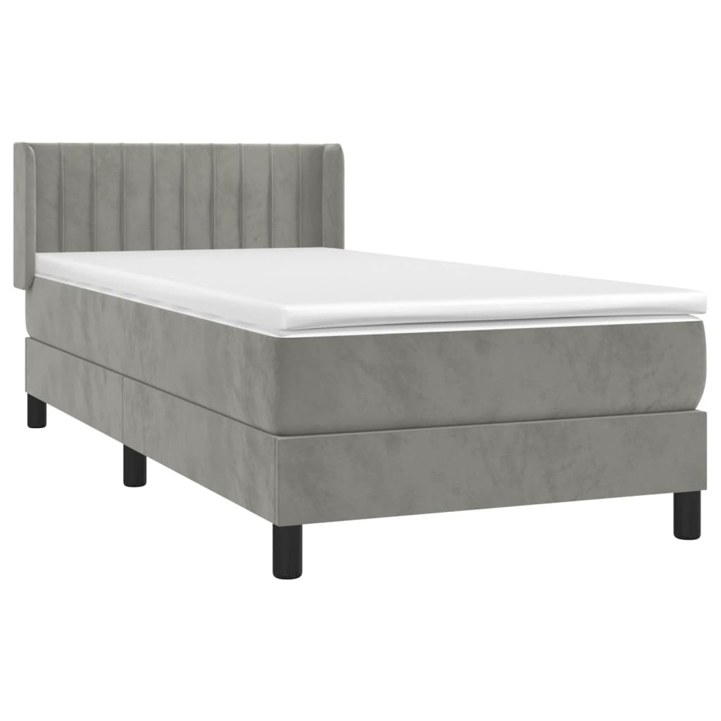 Box spring krevet s madracem svjetlosivi 100x200 cm baršunasti