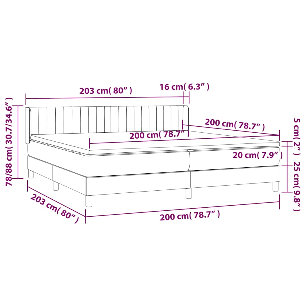 Krevet s oprugama i madracem tamnoplavi 200x200 cm baršunasti
