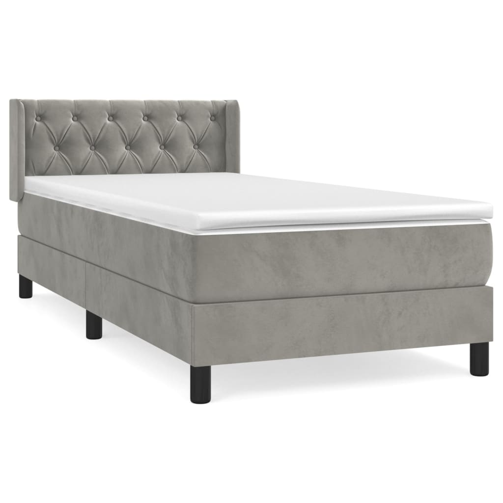Box spring krevet s madracem svjetlosivi 80 x 200 cm baršunasti