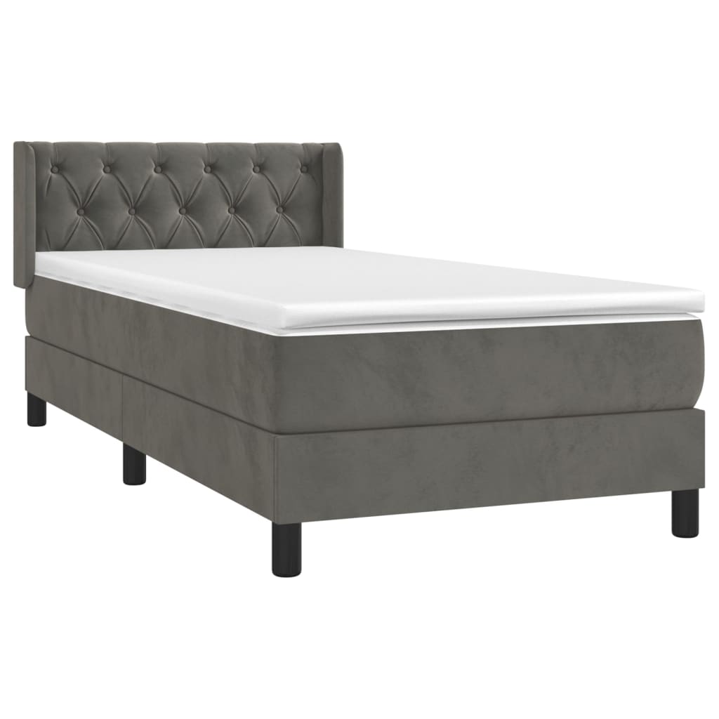 Box spring krevet s madracem tamnosivi 80 x 200 cm baršunasti