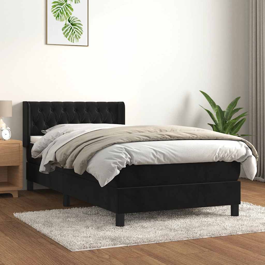 Box spring krevet s madracem crni 90x190 cm baršunasti