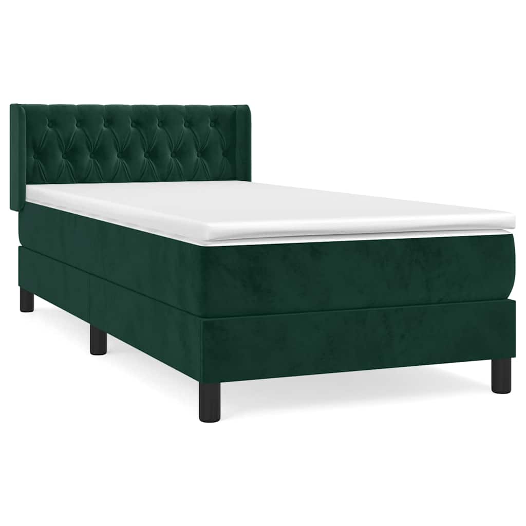 Box spring krevet s madracem tamnozeleni 90x190 cm baršunasti