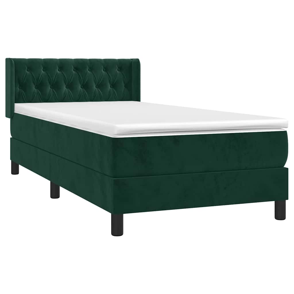 Box spring krevet s madracem tamnozeleni 90x190 cm baršunasti