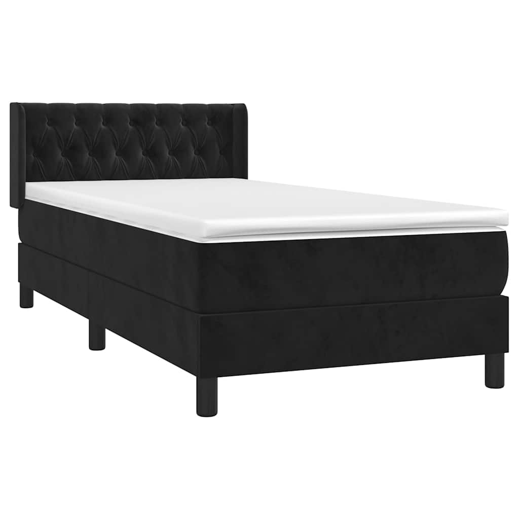 Box spring krevet s madracem crni 90x200 cm baršunasti