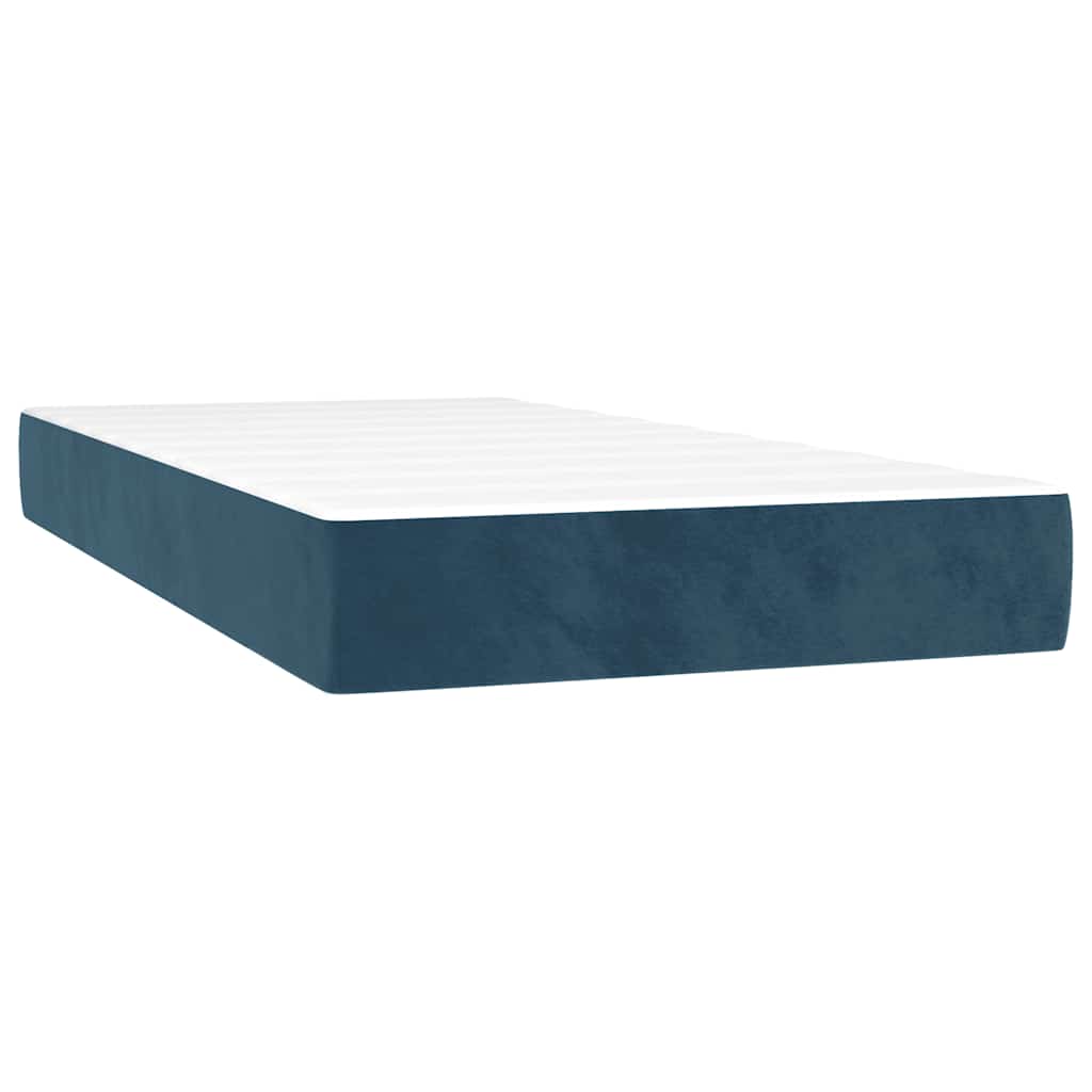 Box spring krevet s madracem tamnoplavi 90x200 cm baršunasti