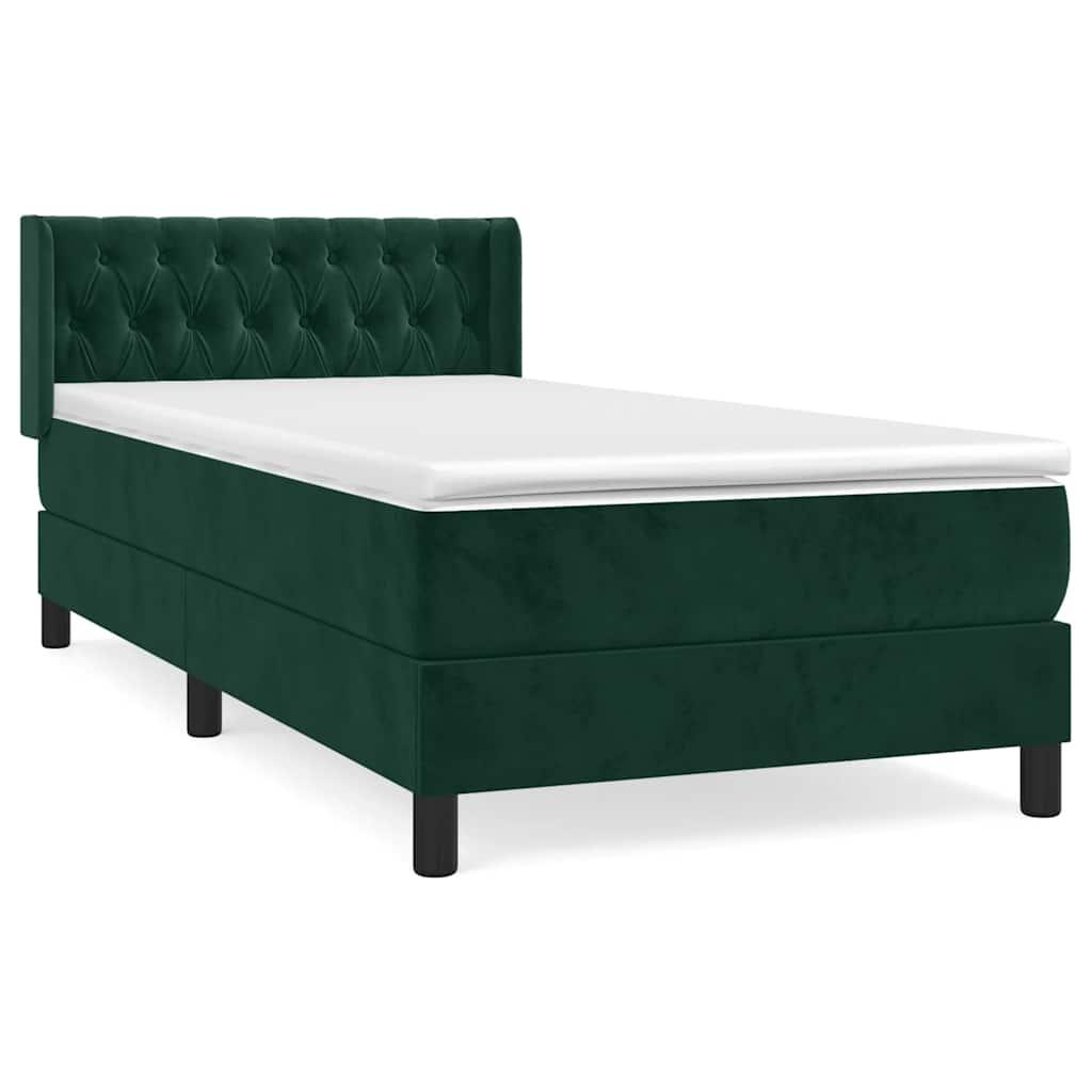 Box spring krevet s madracem tamnozeleni 100x200 cm baršunasti