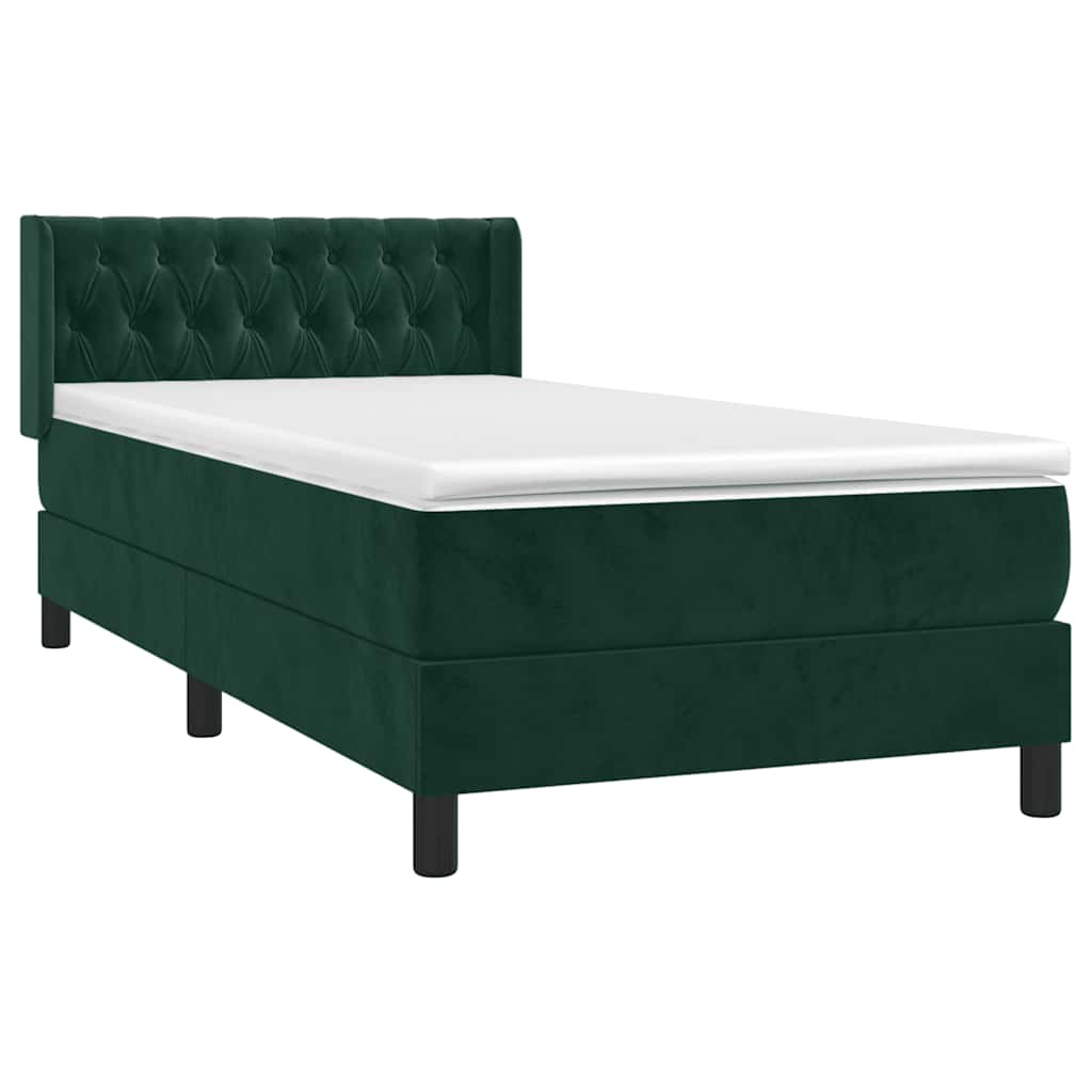 Box spring krevet s madracem tamnozeleni 100x200 cm baršunasti