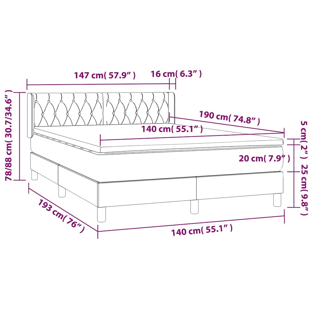 Krevet s oprugama i madracem tamnozeleni 140x190 cm baršunasti