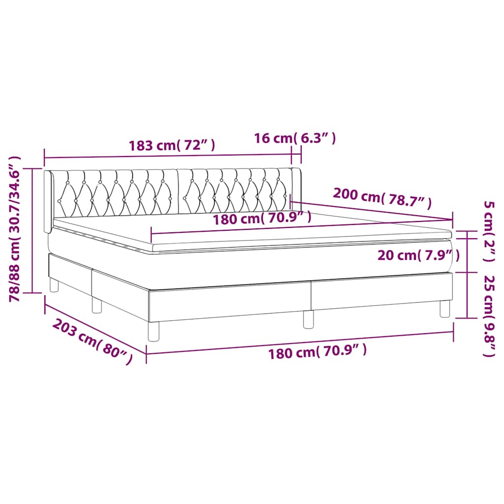 Krevet s oprugama i madracem tamnozeleni 180x200 cm baršunasti