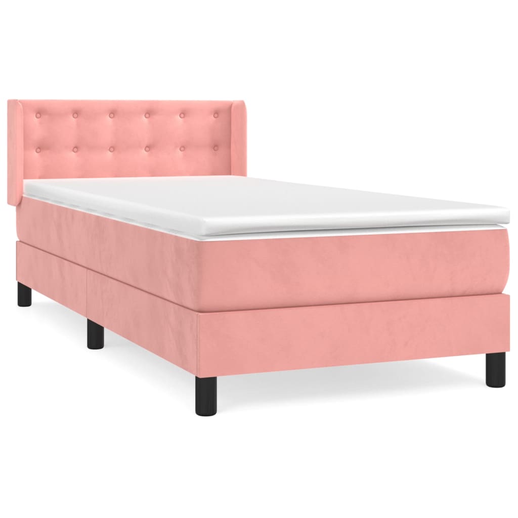 Box spring krevet s madracem ružičasti 90x200 cm baršunasti